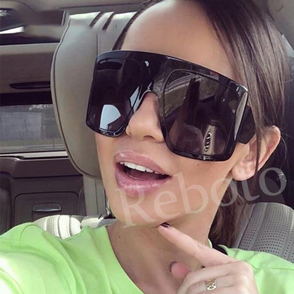 oversized black shades Women sunglasses men luxury brand Big Frame Flat Top vintage sunglasses female oculos de sol