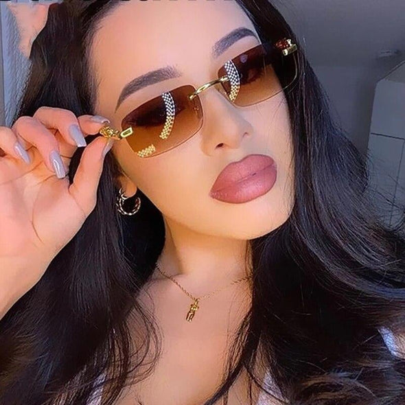 Rimless Retro Sunglasses Women Luxury Eyeglasses For Women/Men Vintage Glasses Women Mirror Oculos De Sol Feminino