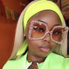 Oversized Rhinestone Sunglasses Women  Steampunk Diamond Sunglasses Square Punk Eyeglasses Gradient Handmade Sunglasses Men