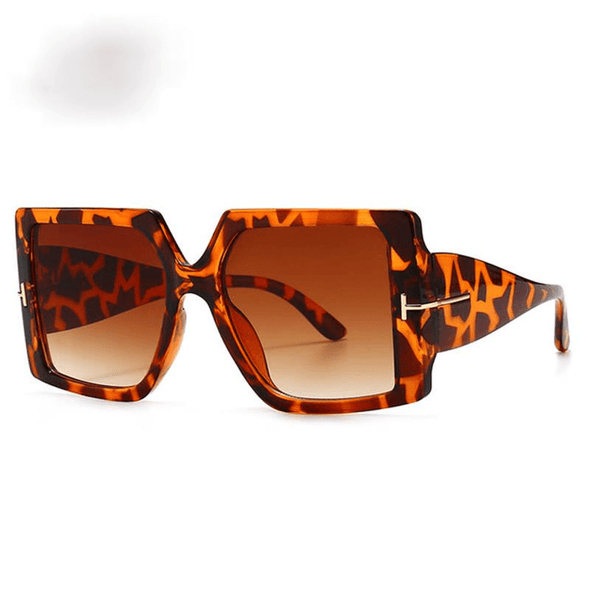 Classic Oversized Square Sunglasses  Leopard Sun Glasses Female Gradient Vintage
