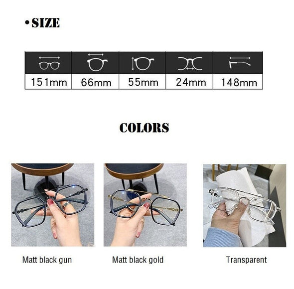 Double Beam Square Myopia Glasses  Men Women Retro  Anti Blue Ligh Nearsighted Prescription  Computer Eyeglasses