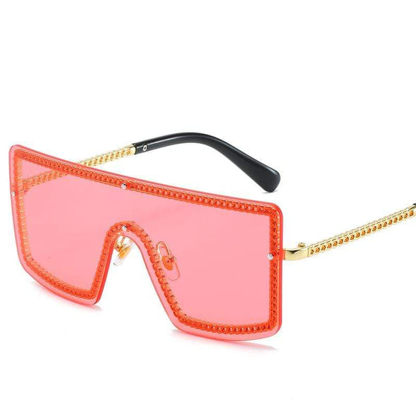 Cross-border new conjoined sunglasses European and American trend personality one glasses female small fragrant chain big frame sunglasses