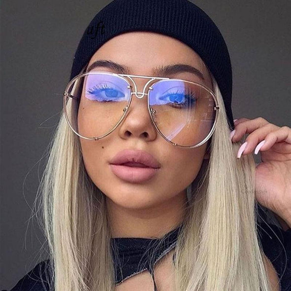 New Fashion Pilot Sunglasses Women Oversized Luxury Sun Glasses For Female Cool Mirror Vintage Lady Gradient Shades UV400