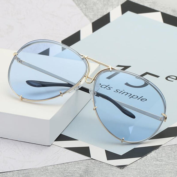 New Fashion Pilot Sunglasses Women Oversized Luxury Sun Glasses For Female Cool Mirror Vintage Lady Gradient Shades UV400