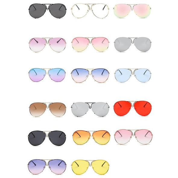 New Fashion Pilot Sunglasses Women Oversized Luxury Sun Glasses For Female Cool Mirror Vintage Lady Gradient Shades UV400