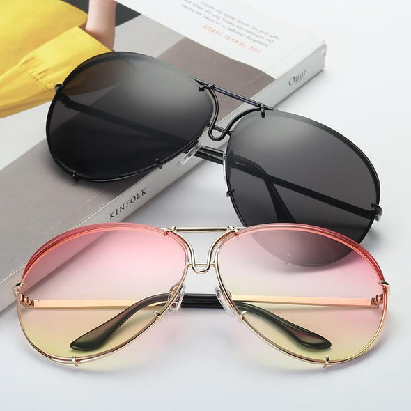 New Fashion Pilot Sunglasses Women Oversized Luxury Sun Glasses For Female Cool Mirror Vintage Lady Gradient Shades UV400