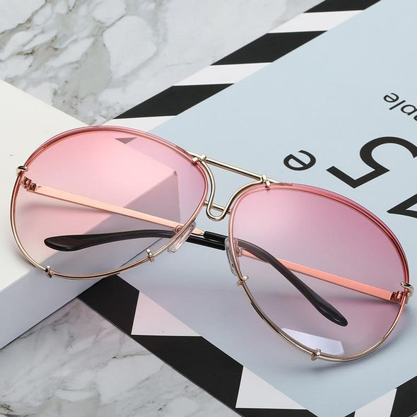 New Fashion Pilot Sunglasses Women Oversized Luxury Sun Glasses For Female Cool Mirror Vintage Lady Gradient Shades UV400