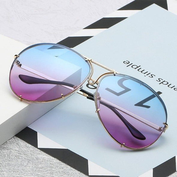 New Fashion Pilot Sunglasses Women Oversized Luxury Sun Glasses For Female Cool Mirror Vintage Lady Gradient Shades UV400