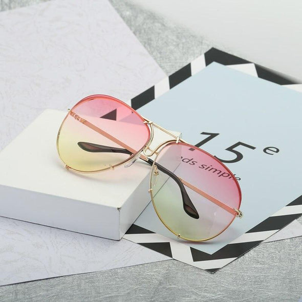 New Fashion Pilot Sunglasses Women Oversized Luxury Sun Glasses For Female Cool Mirror Vintage Lady Gradient Shades UV400