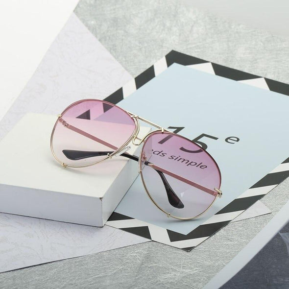 New Fashion Pilot Sunglasses Women Oversized Luxury Sun Glasses For Female Cool Mirror Vintage Lady Gradient Shades UV400