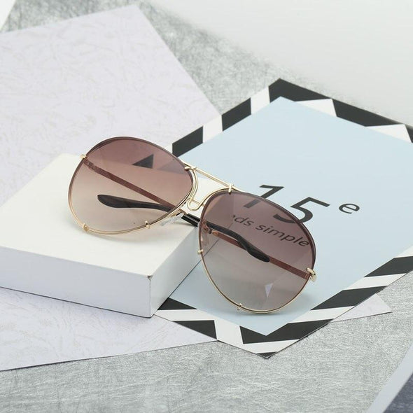 New Fashion Pilot Sunglasses Women Oversized Luxury Sun Glasses For Female Cool Mirror Vintage Lady Gradient Shades UV400