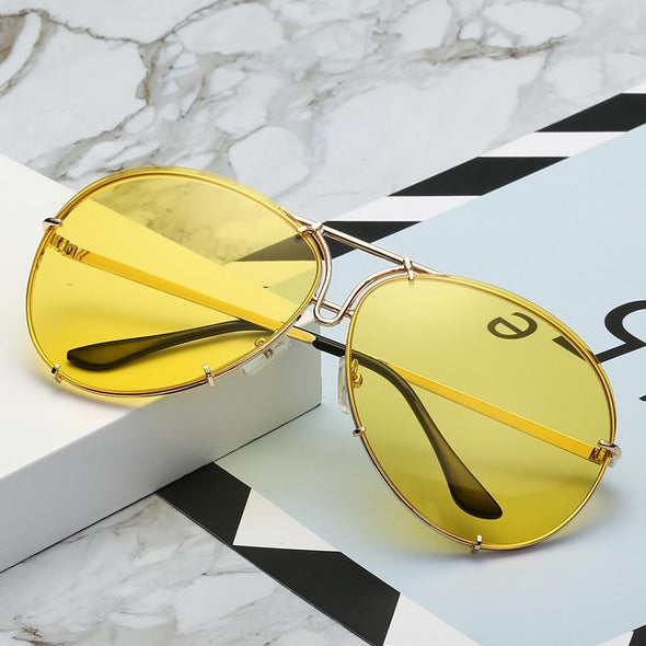 New Fashion Pilot Sunglasses Women Oversized Luxury Sun Glasses For Female Cool Mirror Vintage Lady Gradient Shades UV400