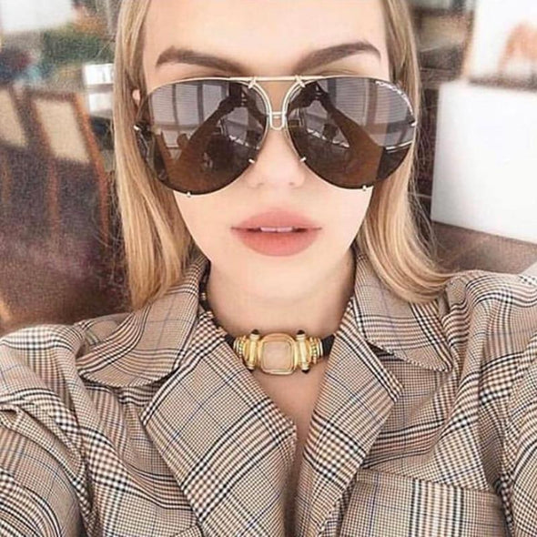 New Fashion Pilot Sunglasses Women Oversized Luxury Sun Glasses For Female Cool Mirror Vintage Lady Gradient Shades UV400