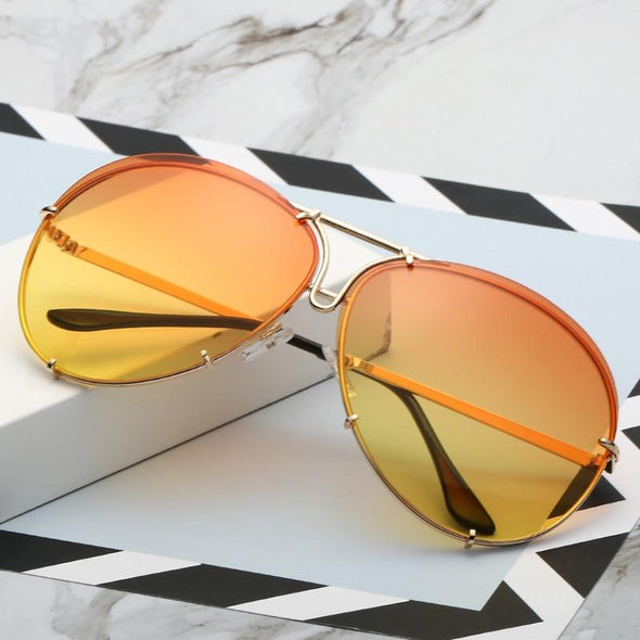 New Fashion Pilot Sunglasses Women Oversized Luxury Sun Glasses For Female Cool Mirror Vintage Lady Gradient Shades UV400