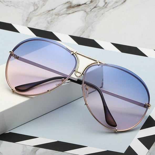 New Fashion Pilot Sunglasses Women Oversized Luxury Sun Glasses For Female Cool Mirror Vintage Lady Gradient Shades UV400