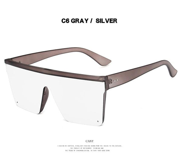Square Women  Luxury Vintage Design Big Frame Mirror Sunglasses