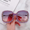 Vintage Oversized Square Colorful Diamond Sunglasses Women Luxury Crystal Fashion Sun Glasses For Female Rhinestone UV400