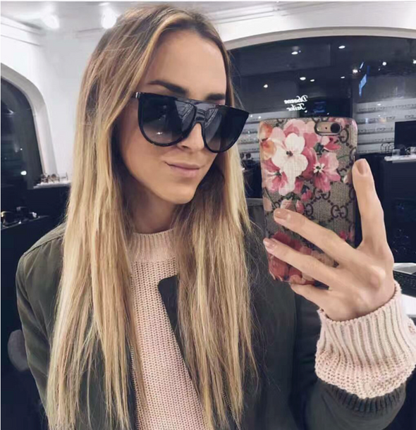 Vintage Retro Flat Top Oversized Sunglasse