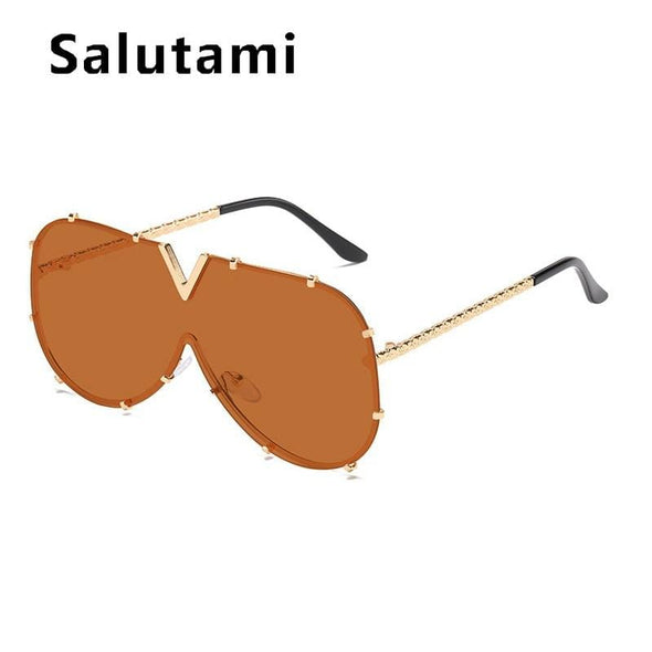 New Fashion One Piece Shield For Women Vintage Oversized Paw Sun Glasses