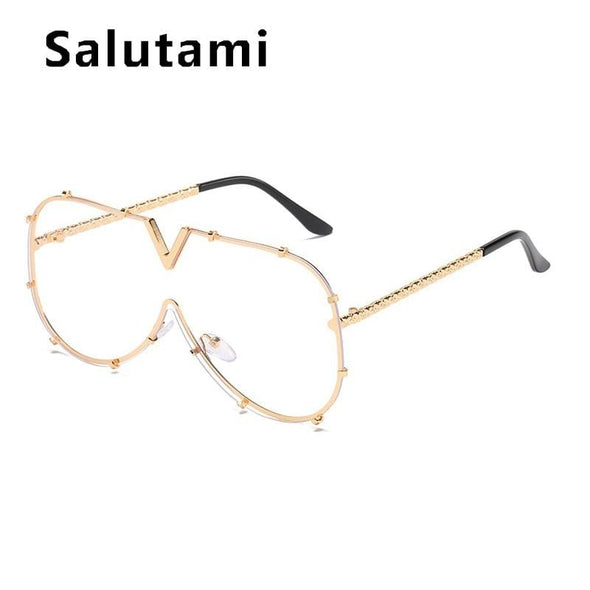 New Fashion One Piece Shield For Women Vintage Oversized Paw Sun Glasses