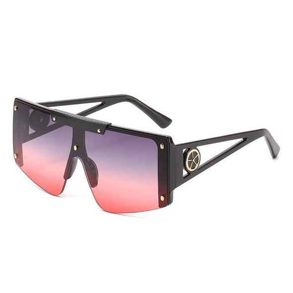 Vintage Rimless Oversize Shield Sunglasses For Women Square Sun Glasses Female Purple Shades