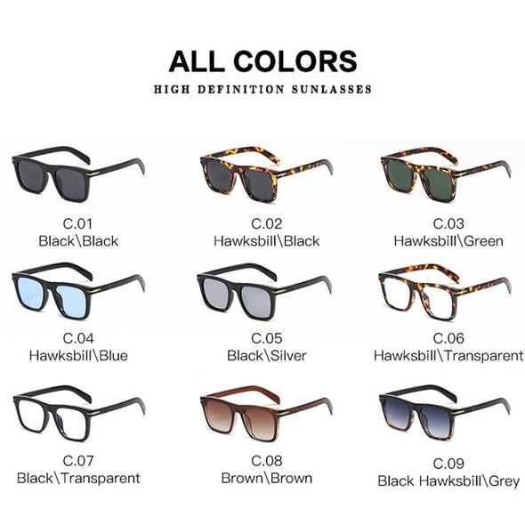 Classic Men's Square Sunglasses Fashion Brand Designer Rivet Retro Women Sun Glasses UV400  Beckham Style Driver Eyewear