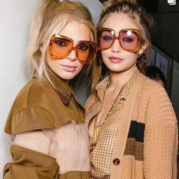 Oversized Sunglasses Women  Vintage Square Fashion Big Large Grain Frame