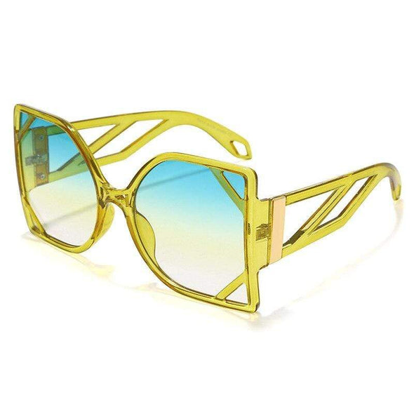 Oversized Square Luxury Sunglasses Hollow Men Women Fashion Shades Vintage Glasses
