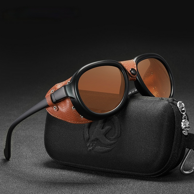 Luxury Steampunk Pilot Sunglasses Men and Women Soft Leather Shield Glasses UV400 Protection ALI061004