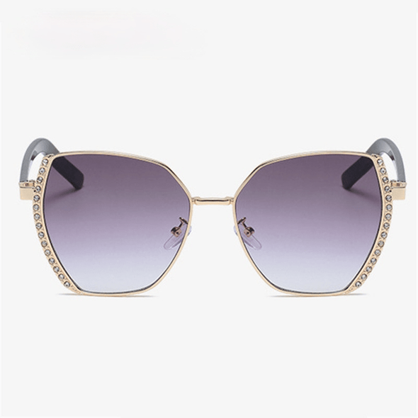 Women Oversized Square Sun Glasses Fashion Imitation Rhinestones Gradient Sunglass