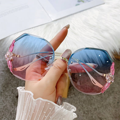 Fashion Glasses Diamond Sunglasses Women Brand Rimless Shades For Women Luxury Vintage Vasos Decorativos Zonnebril Dames