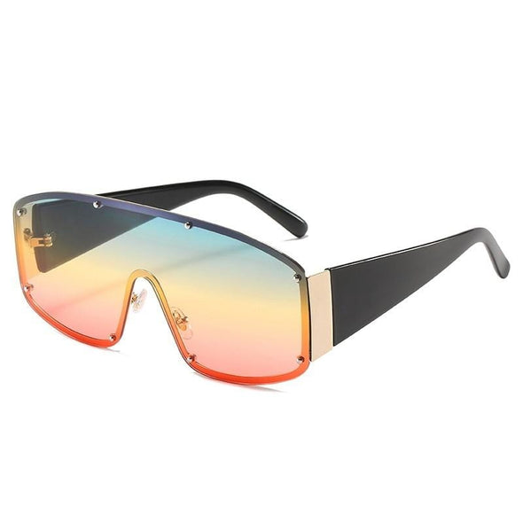 Rimless Oversized One-Piece Sunglasses Square Women Designer Shades