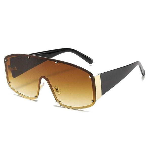 Rimless Oversized One-Piece Sunglasses Square Women Designer Shades