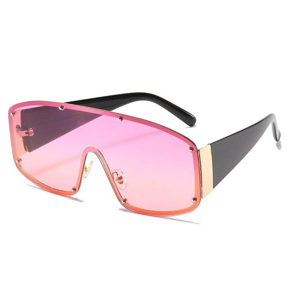 Rimless Oversized One-Piece Sunglasses Square Women Designer Shades