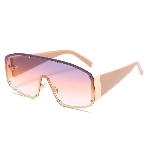 Rimless Oversized One-Piece Sunglasses Square Women Designer Shades