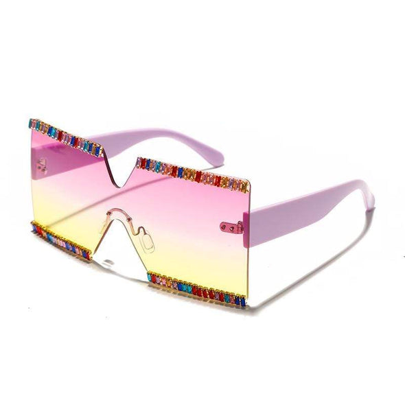 Fashion Square Rhinestone Sunglasses  Women Men Mix Diamond Design Flat Top Sun Glasses Luxury Brand Designer Eyewear UV400