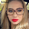 Female Square Eyeglasses Sexy Leopard Fashion Brand Transparent Women's Glasses Frame Luxury Oversized Prescription Glasses