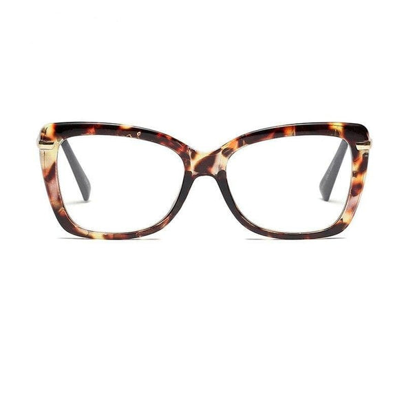 Female Square Eyeglasses Sexy Leopard Fashion Brand Transparent Women's Glasses Frame Luxury Oversized Prescription Glasses