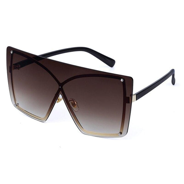 Oversize Gradient Sunglasses Rimless Oversized Frame Female Shades