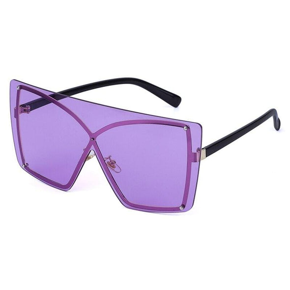 Oversize Gradient Sunglasses Rimless Oversized Frame Female Shades