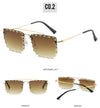 Vintage Women Sunglasses Cutting Lens Gradient Glasses Lace Rectangle Sun Glasses For Ladies Metal Frame Lunette
