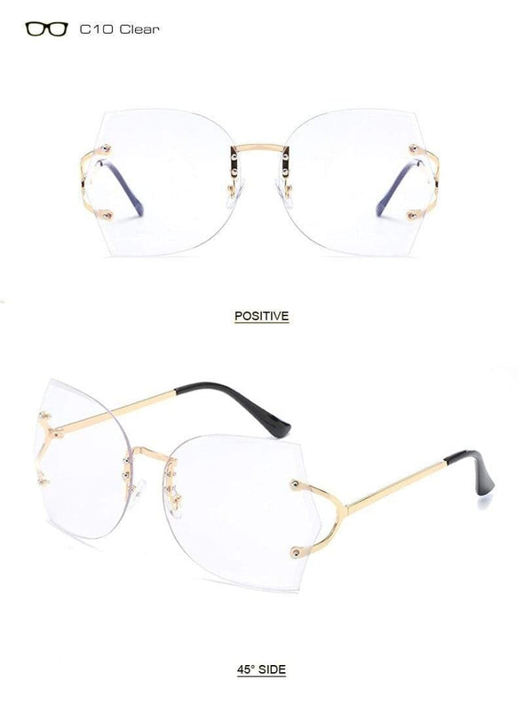 Fashion Women Rimless Sunglasses Gradient Glasses UV400