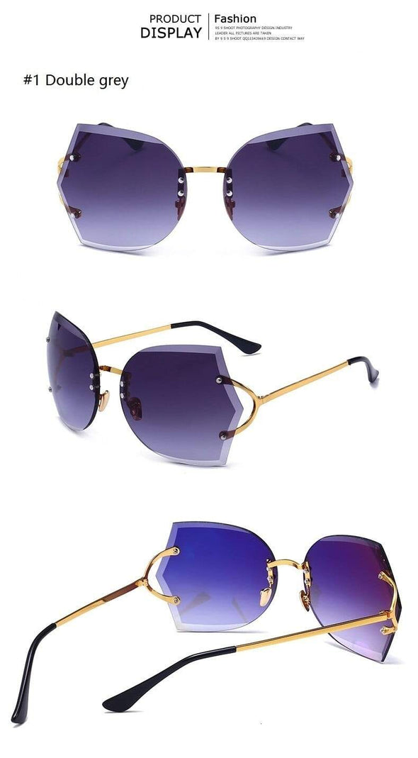 Cat Eye Eyeglasses Women Sunglasses Rimless Clear Eyewear Frame Purple Gradient Elegant Optics Rimless Lady Oversized lunette