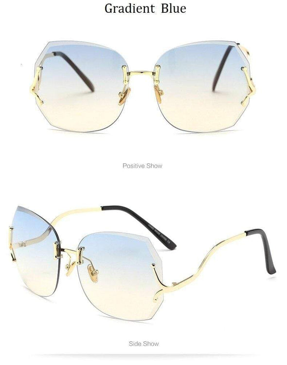 Oversized Transparent Cat Eye Sunglasses Women Brand Designer Rimless Square Frame Clear Gradient Color Sun Glasses Lady shades