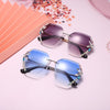 Vintage Rimless Rhinestone Sunglasses Women Men Retro Cutting Lens Gradient Sun Glasses Female UV400