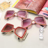 Oversized Rhinestone Sunglasses Women  Steampunk Diamond Sunglasses Square Punk Eyeglasses Gradient Handmade Sunglasses Men