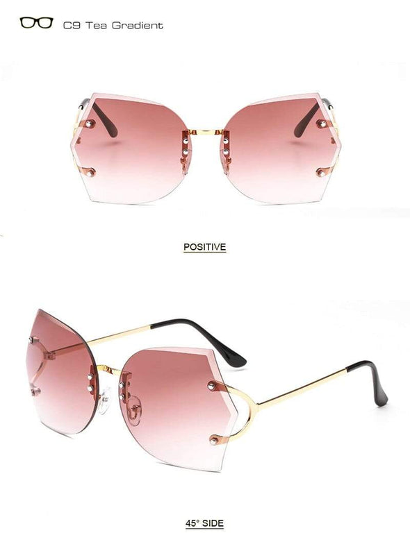 Fashion Women Rimless Sunglasses Gradient Glasses UV400