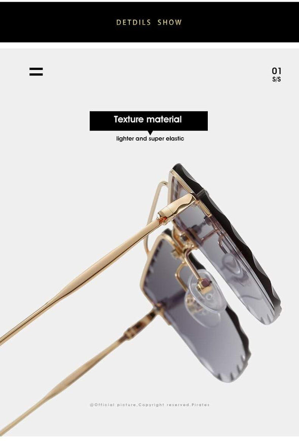 Vintage Women Sunglasses Cutting Lens Gradient Glasses Lace Rectangle Sun Glasses For Ladies Metal Frame Lunette