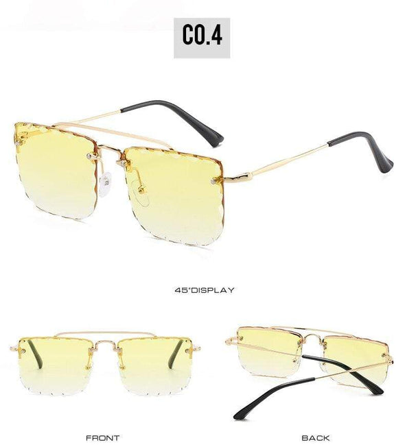 Vintage Women Sunglasses Cutting Lens Gradient Glasses Lace Rectangle Sun Glasses For Ladies Metal Frame Lunette