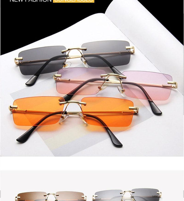 Rimless Retro Sunglasses Women Luxury Eyeglasses For Women/Men Vintage Glasses Women Mirror Oculos De Sol Feminino